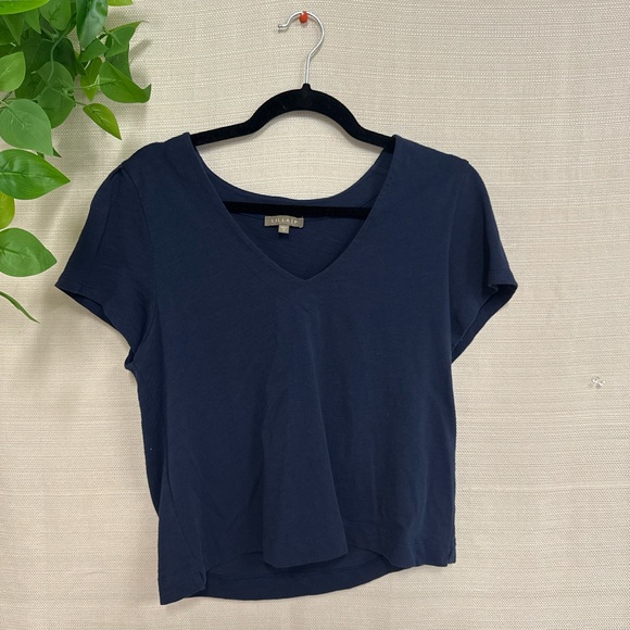 Lilla P Tops - Lilla P Deep Blue V-Neck Short Sleeve Tee